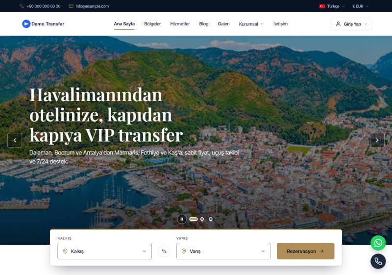 Meridian — Şoförlü Araç Kiralama Web Sitesi web sitesi önizlemesi
